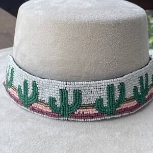 Western Southwestern Cowgirl Rodeo Hand beaded Cactus hat band 1.5” wide 